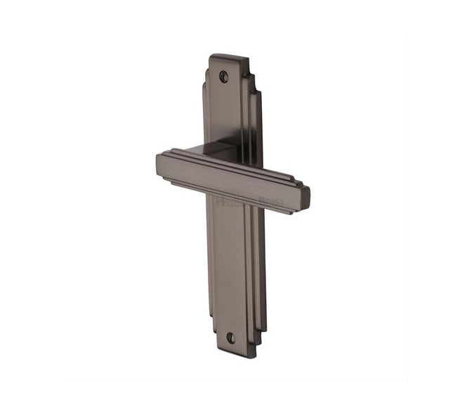 Heritage Brass Astoria Art Deco Door Handles On Backplate - Matt Bronze