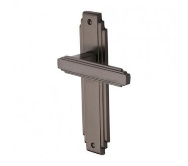 Heritage Brass Astoria Art Deco Door Handles On Backplate - Matt Bronze
