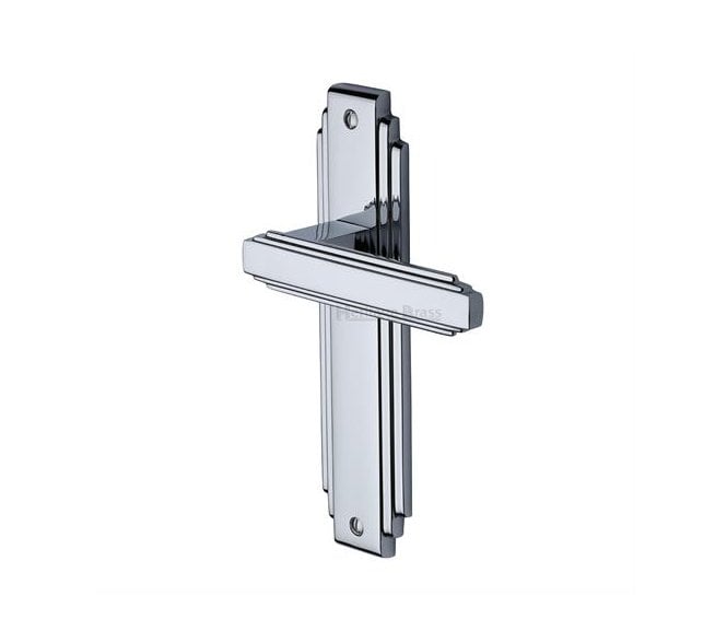 Heritage Brass Astoria Art Deco Door Handles On Backplate - Polished Chrome
