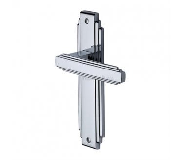 Heritage Brass Astoria Art Deco Door Handles On Backplate - Polished Chrome