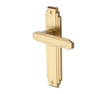 Heritage Brass Astoria Art Deco Door Handles On Backplate - Satin Brass