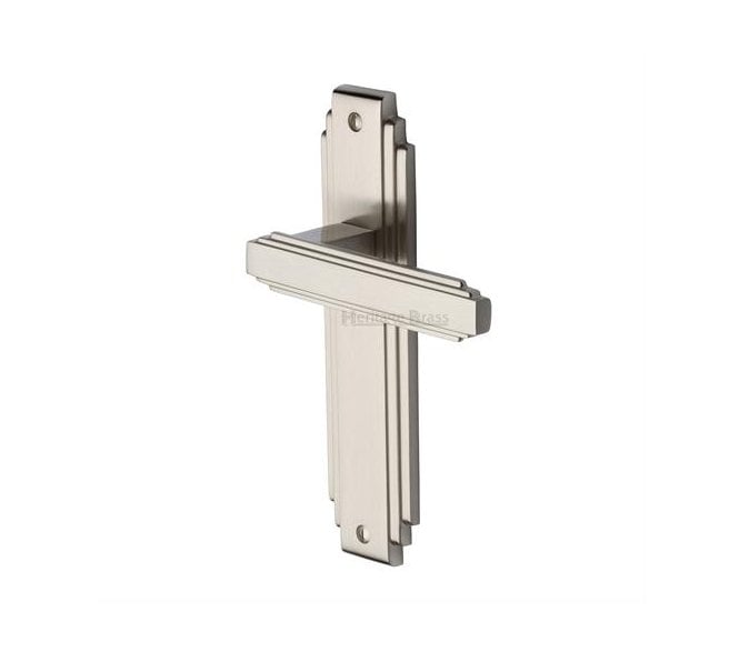 Heritage Brass Astoria Art Deco Door Handles On Backplate - Satin Nickel
