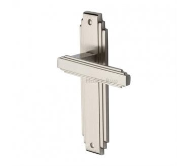 Heritage Brass Astoria Art Deco Door Handles On Backplate - Satin Nickel