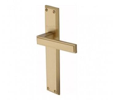 Heritage Brass Atlantis Long Backplate Door Handles - Satin Brass
