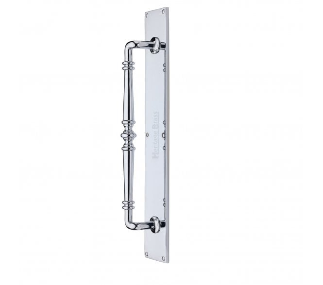 Heritage Brass Avon Door Pull Handle on Plate - Polished Chrome
