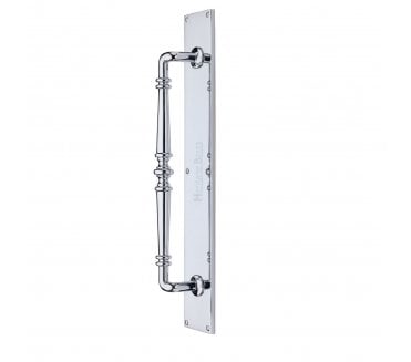 Heritage Brass Avon Door Pull Handle on Plate - Polished Chrome