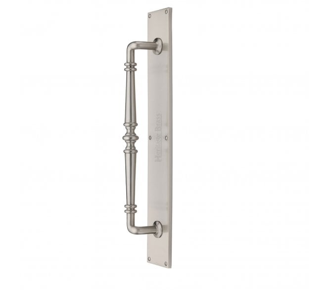 Heritage Brass Avon Door Pull Handle on Plate - Satin Nickel