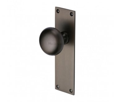 Heritage Brass Balmoral Door Knobs On Backplate - Matt Bronze