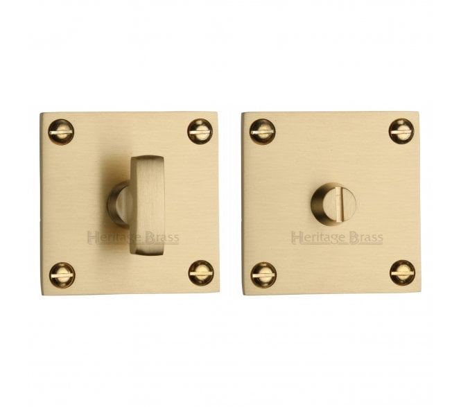 Heritage Brass Bauhaus Bathroom Turn on Square Flat Rose - Satin Brass