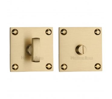 Heritage Brass Bauhaus Bathroom Turn on Square Flat Rose - Satin Brass