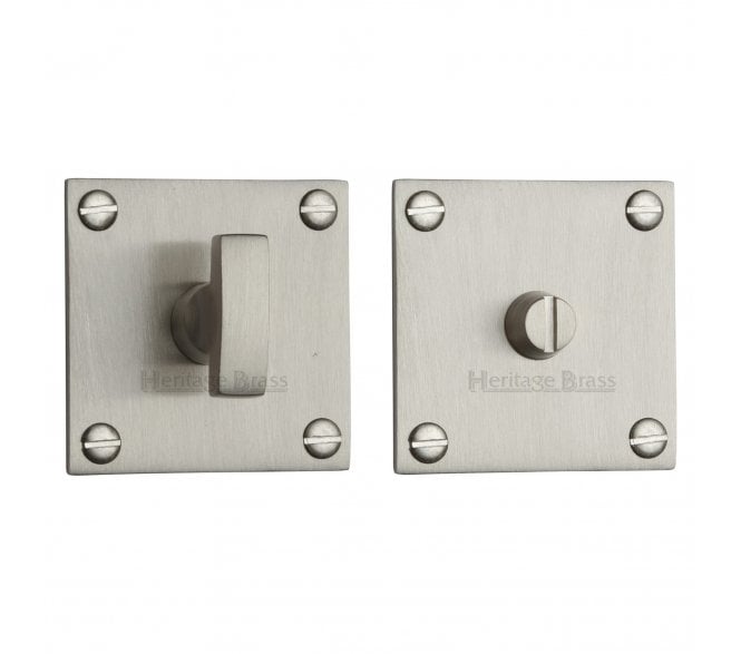 Heritage Brass Bauhaus Bathroom Turn on Square Flat Rose - Satin Nickel