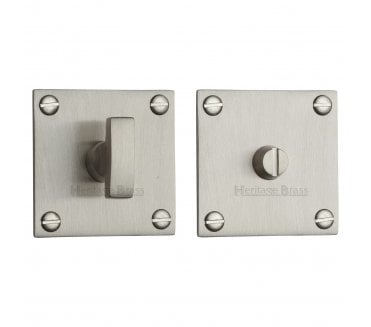 Heritage Brass Bauhaus Bathroom Turn on Square Flat Rose - Satin Nickel