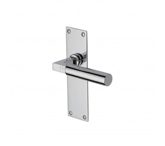 Heritage Brass Bauhaus Door Handles on Flat Backplate - Polished Chrome