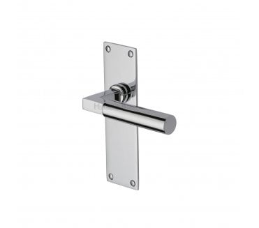 Heritage Brass Bauhaus Door Handles on Flat Backplate - Polished Chrome