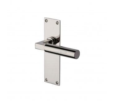 Heritage Brass Bauhaus Door Handles on Flat Backplate  - Polished Nickel
