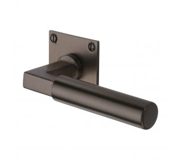 Heritage Brass Bauhaus Door Handles on Square Flat Rose - Matt Bronze