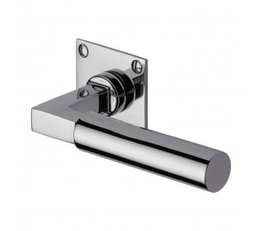 Heritage Brass Bauhaus Door Handles On Square Flat Rose - Polished Chrome