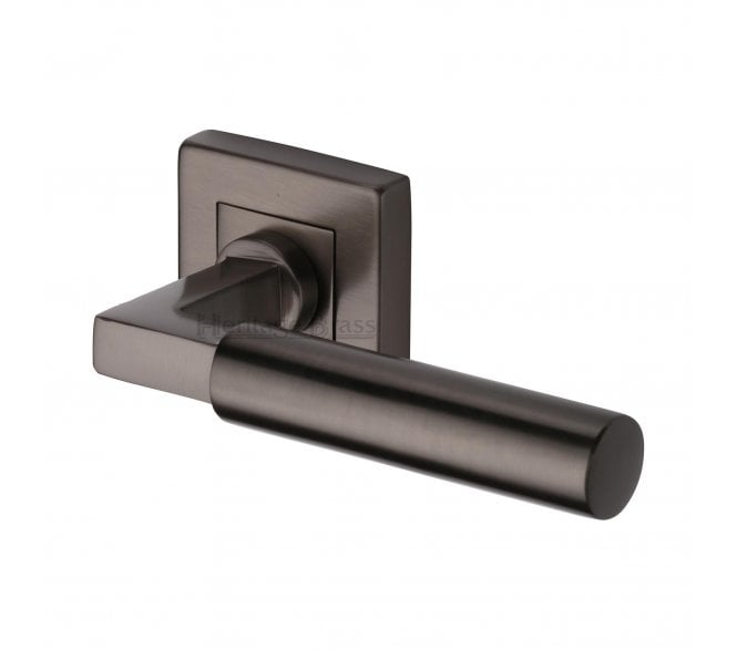 Heritage Brass Bauhaus Door Handles on Square Rose - Matt Bronze