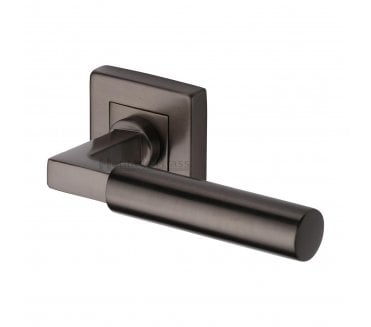 Heritage Brass Bauhaus Door Handles on Square Rose - Matt Bronze