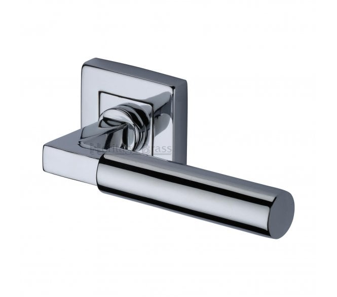 Heritage Brass Bauhaus Door Handles on Square Rose - Polished Chrome