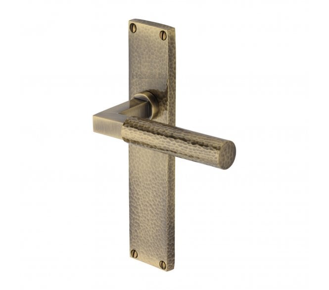 Heritage Brass Bauhaus Hammered Lever On Long Backplate - Antique Brass