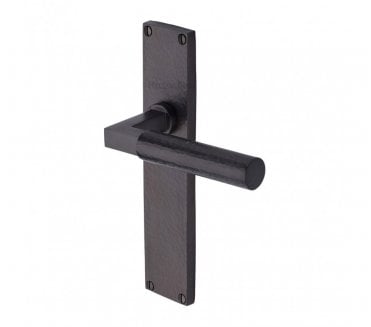 Heritage Brass Bauhaus Hammered Lever On Long Backplate - Matt Bronze