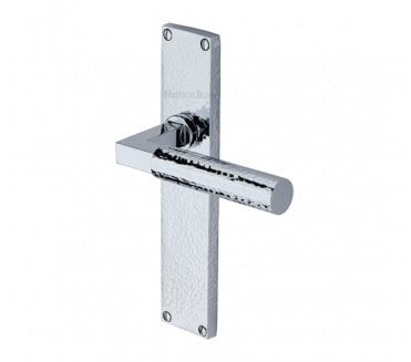 Heritage Brass Bauhaus Hammered Lever On Long Backplate - Polished Chrome