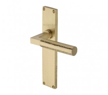 Heritage Brass Bauhaus Hammered Lever On Long Backplate - Satin Brass
