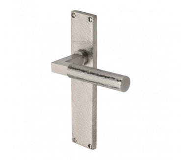 Heritage Brass Bauhaus Hammered Lever On Long Backplate - Satin Nickel