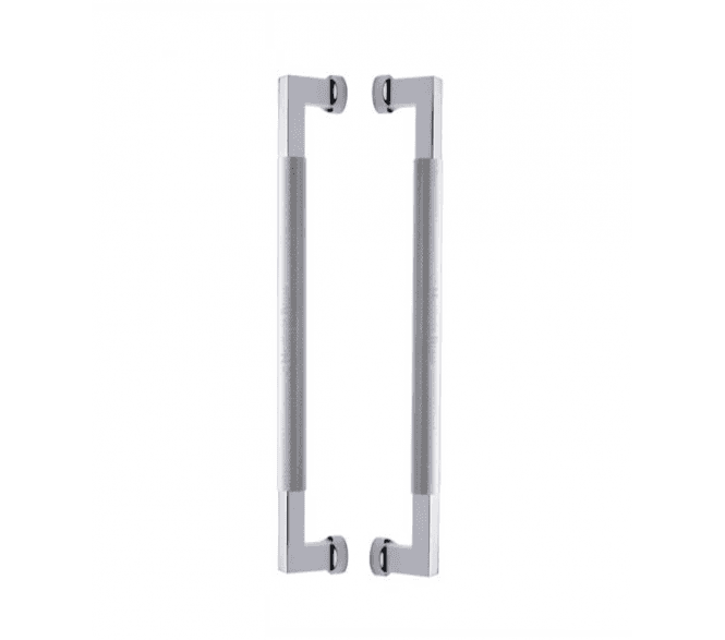 Heritage Brass Bauhaus Knurled Back to Back Door Pull Handles - Polished Chrome
