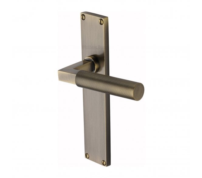 Heritage Brass Bauhaus Knurled Lever On Long Backplate - Antique Brass