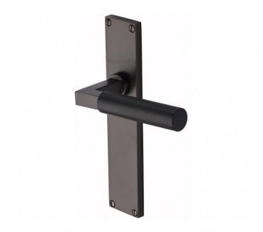 Heritage Brass Bauhaus Knurled Lever On Long Backplate - Matt Bronze
