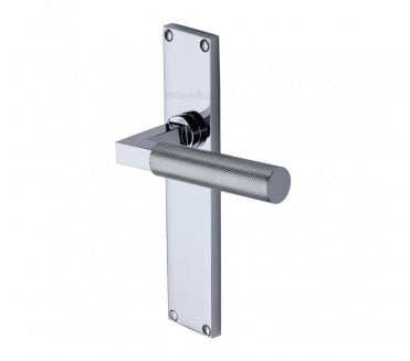 Heritage Brass Bauhaus Knurled Lever On Long Backplate - Polished Chrome