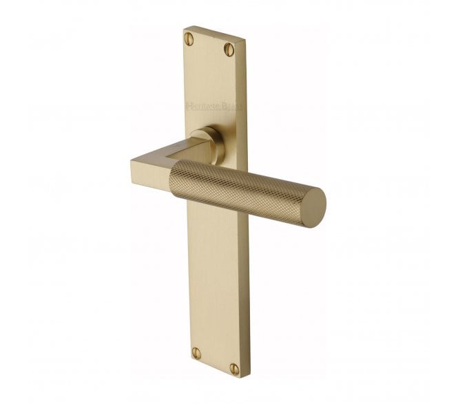 Heritage Brass Bauhaus Knurled Lever On Long Backplate - Satin Brass