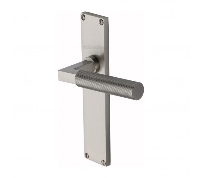 Heritage Brass Bauhaus Knurled Lever On Long Backplate - Satin Nickel