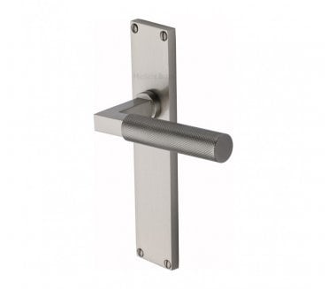Heritage Brass Bauhaus Knurled Lever On Long Backplate - Satin Nickel