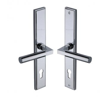 Heritage Brass Bauhaus Multipoint Lock Handles, 92mm Centres - Polished Chrome