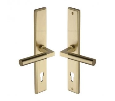 Heritage Brass Bauhaus Multipoint Lock Handles, 92mm Centres - Satin Brass