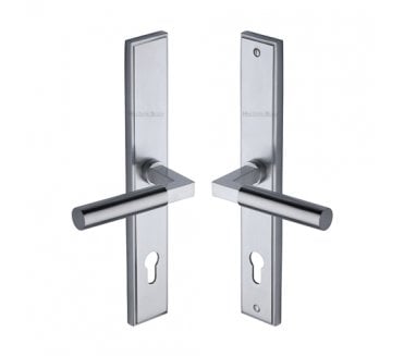 Heritage Brass Bauhaus Multipoint Lock Handles, 92mm Centres - Satin Chrome