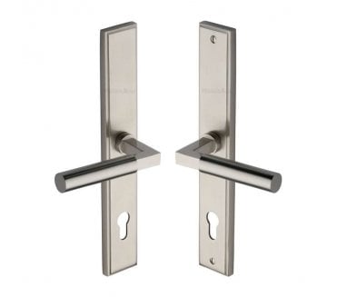 Heritage Brass Bauhaus Multipoint Lock Handles, 92mm Centres - Satin Nickel