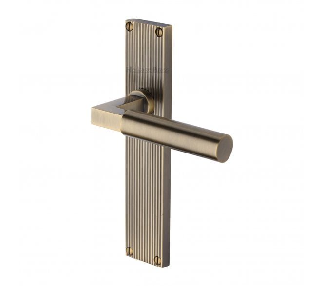 Heritage Brass Bauhaus On Reeded Backplate - Antique Brass