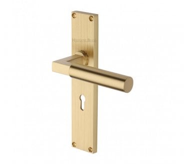 Heritage Brass Bauhaus On Reeded Backplate - Satin Brass