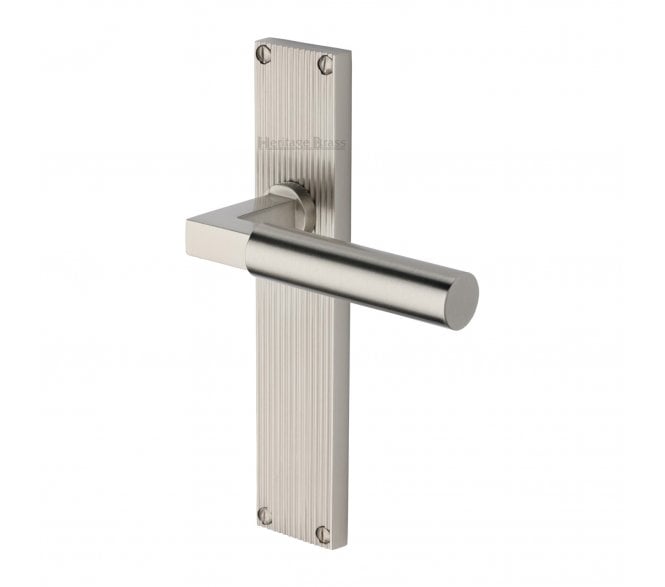 Heritage Brass Bauhaus On Reeded Backplate - Satin Nickel