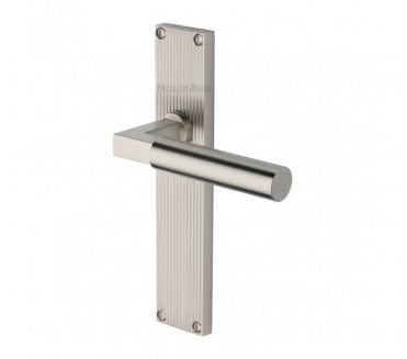 Heritage Brass Bauhaus On Reeded Backplate - Satin Nickel