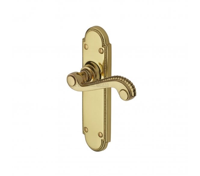 Heritage Brass Beaded 'Adam' Door Handles On Backplate - Polished Brass
