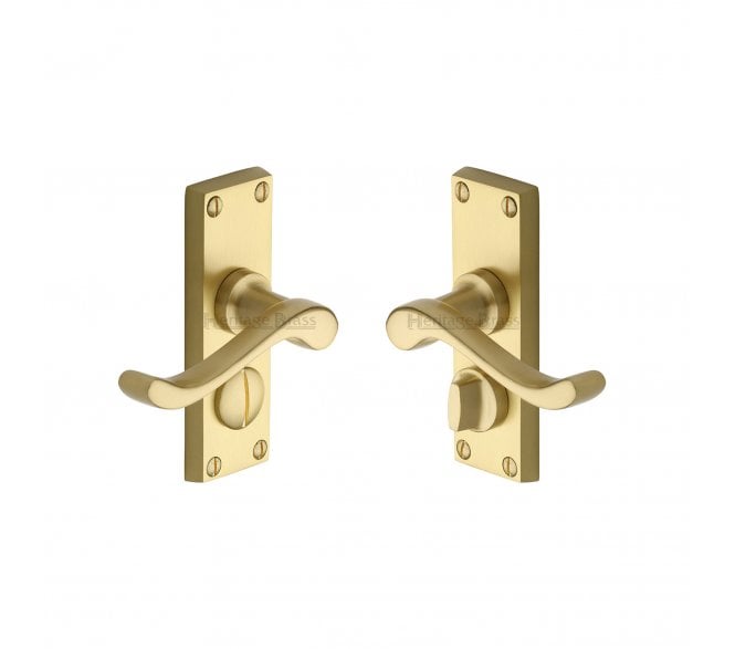 Heritage Brass Bedford Door Handles On Backplate - Satin Brass