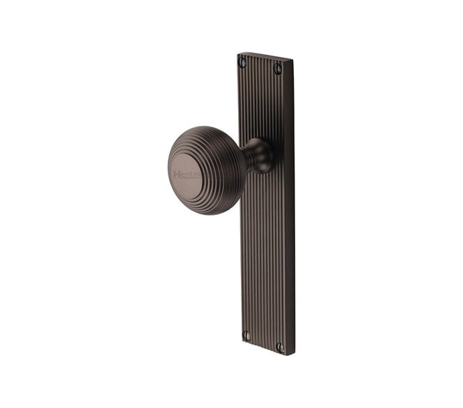 Heritage Brass Beehive Mortice Knobs On Reeded Backplate - Matt Bronze