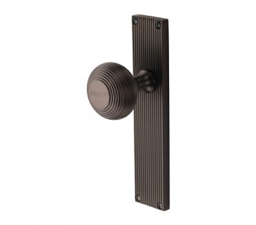 Heritage Brass Beehive Mortice Knobs On Reeded Backplate - Matt Bronze