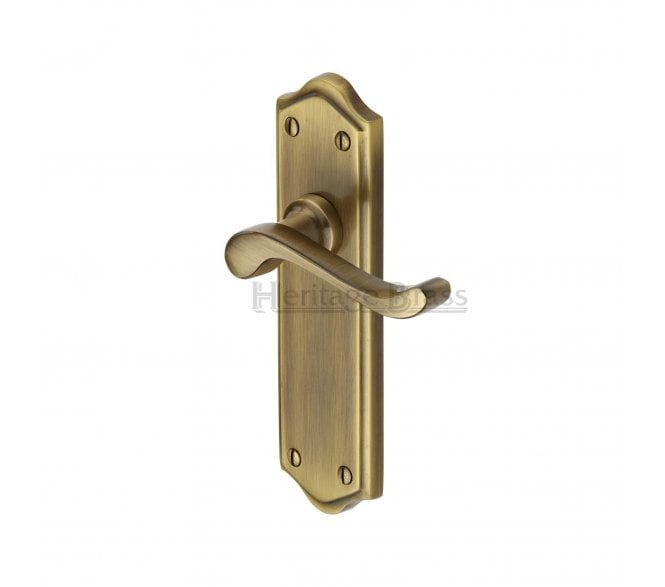 Heritage Brass Buckingham Door Handles On Backplate - Antique Brass