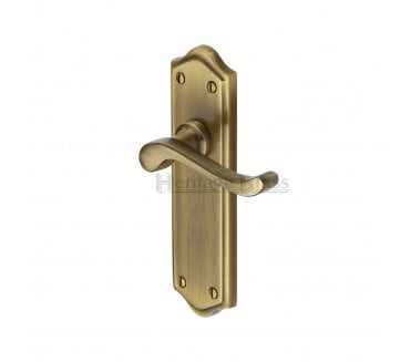 Heritage Brass Buckingham Door Handles On Backplate - Antique Brass